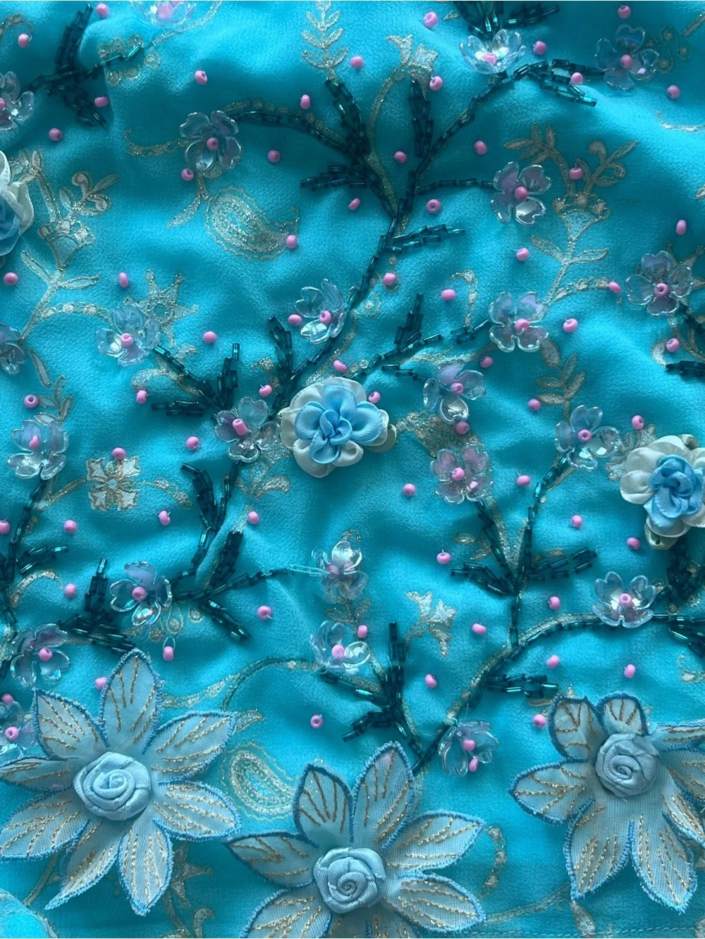 Embroidered Floral Turquoise Wrap Skirt